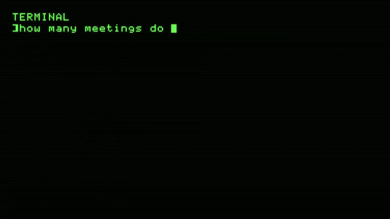 TERMINAL, the typed shell, filmed running