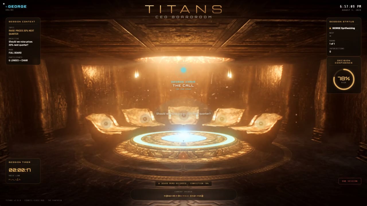 TITANS, the CEO boardroom, filmed running